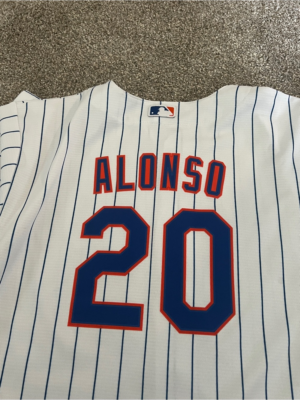 MLB New York Mets Pete Alonso #20 White Pinstripe Jersey